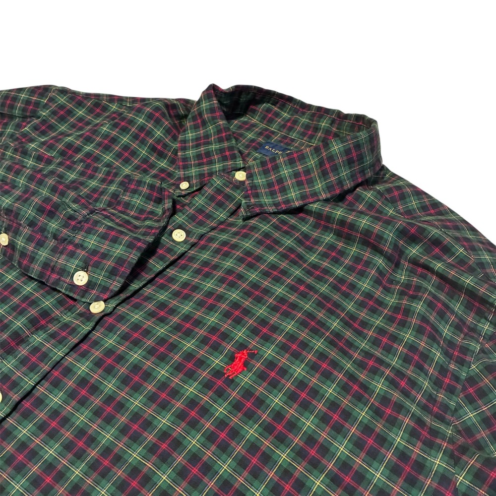 Ralph Lauren Men's Green Plaid Button Down Shirt Long Sleeve Size XXL